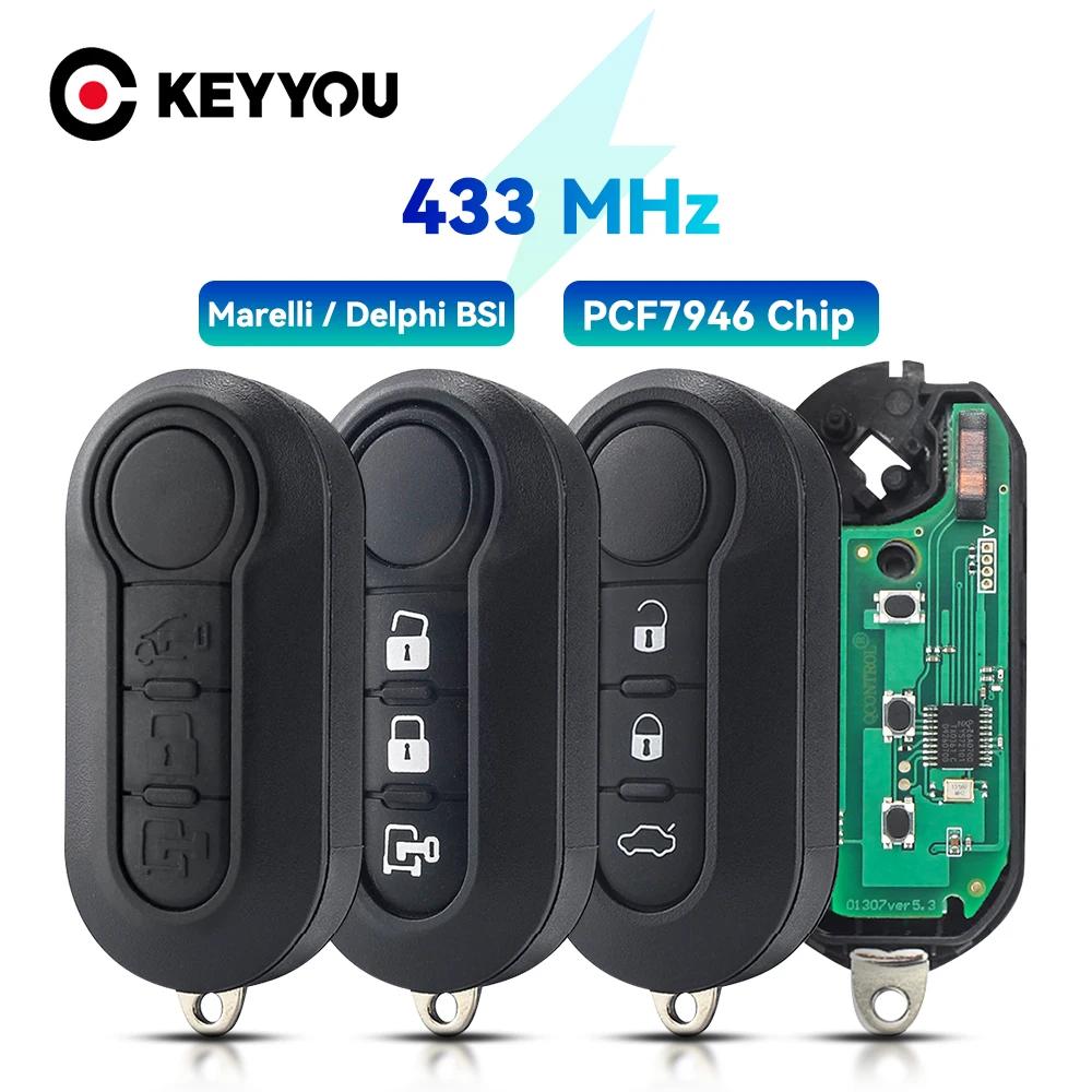 KEYYOU Ʈ  ڵ Ű Fob 433MHz PCF7946 Fiat 500L MPV Ducato Citroen  Ǫ  Marelli/Delphi BSI ý